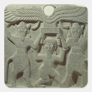 Entlastung, die Gilgamesh zwischen zwei darstellt Quadratischer Aufkleber