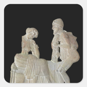 Entlastung, die Odysseus und Penelope darstellt Quadratischer Aufkleber