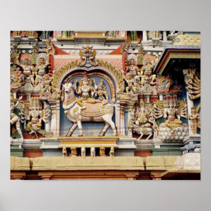 Entlastung, die Shiva und Parvati Reiten darstellt Poster