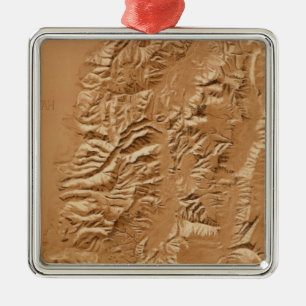 Entlastungskarte von Utah Silbernes Ornament