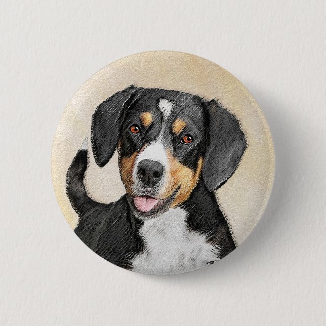Entlebucher Mountain Dog Painting - Original Art Button (Vorderseite)