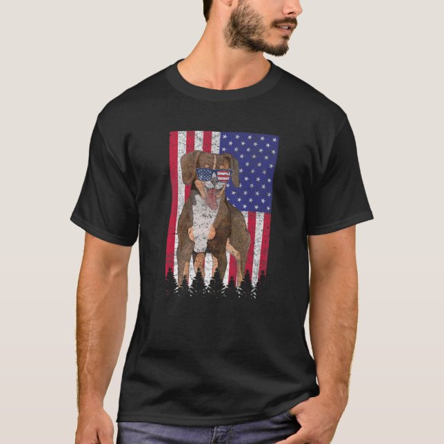 Entlebucher Mountain Dog Patriotic USA Prix Ameri T-Shirt (Vorderseite)