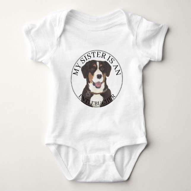 Entlebucher Mountain Hund Big Sister Baby Strampler (Vorderseite)