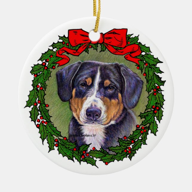 Entlebucher Mountain Hund Kunst, Dichtung und Musi Keramik Ornament (Vorne)