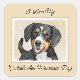 Entlebucher Mountain Hunde Malerei Original Hunde  Quadratischer Aufkleber