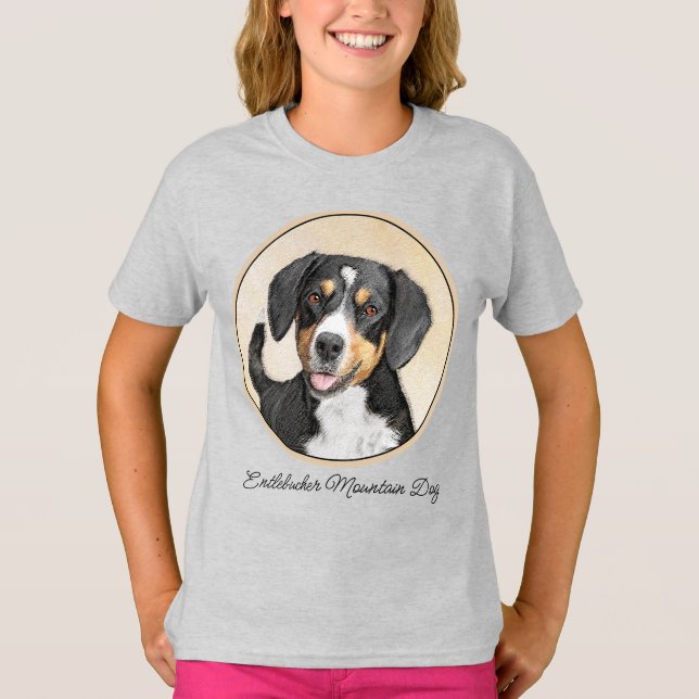 Entlebucher Mountain Hunde Malerei Original Hunde  T-Shirt (Vorderseite)