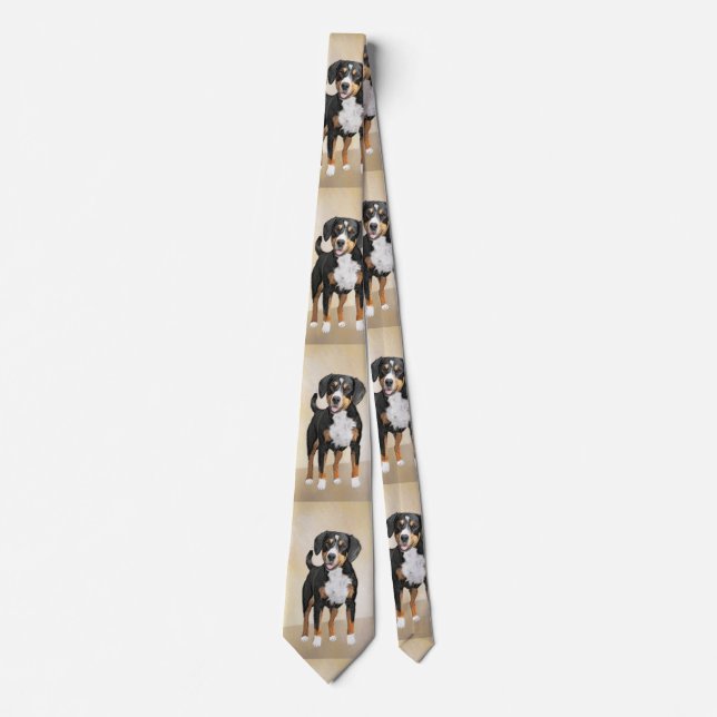 Entlebucher Mountain Hunde Malerei - Originelle Ku Krawatte (Vorderseite)