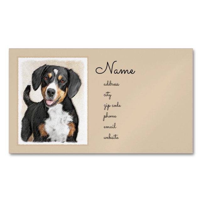 Entlebucher Mountain Hunde Malerei - Originelle Ku Magnetische Visitenkarte (Vorderseite)