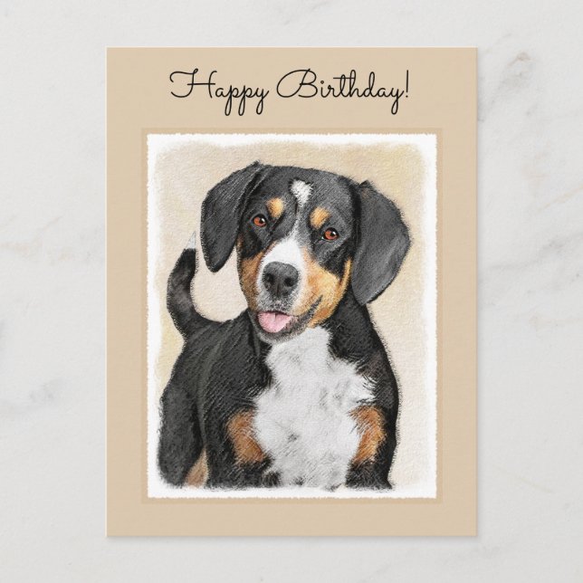 Entlebucher Mountain Hunde Malerei - Originelle Ku Postkarte (Vorderseite)