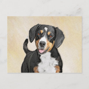 Entlebucher Mountain Hunde Malerei - Originelle Ku Postkarte