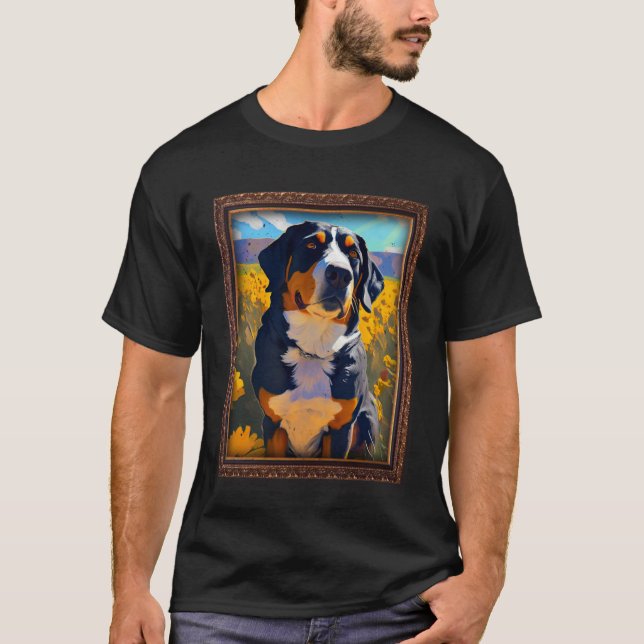 Entlebucher Mountain Malerei Sonnenblumen Blume Ma T-Shirt (Vorderseite)