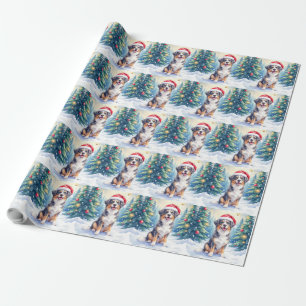 Entlebucher Sennenhund Schneewald Santa Geschenkpapier