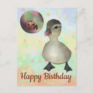 Entlein mit Seifenblase Postkarte