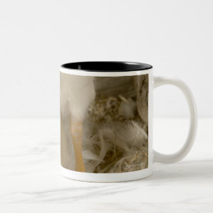 Entlein zwischen den Beinen der Mutter Zweifarbige Tasse