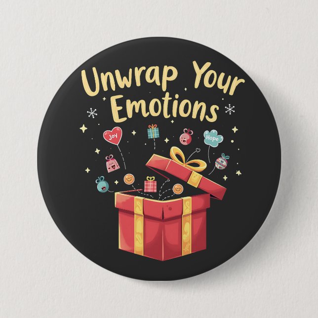 Entpacken Sie Ihre Gefühle Weihnachten Weihnachten Button (Vorderseite)