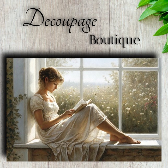 Entpackung für Literaturfenster Seidenpapier (Literary Window Seat Reader Decoupage Tissue Paper)