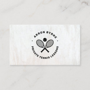  Entraîneur de tennis Carte de visite en bois blan