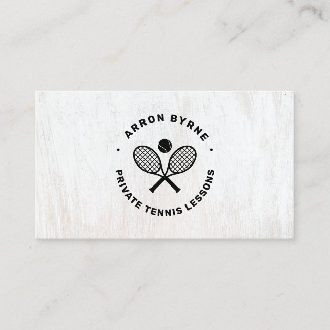 Entraîneur de tennis Carte de visite en bois blanc (Devant)