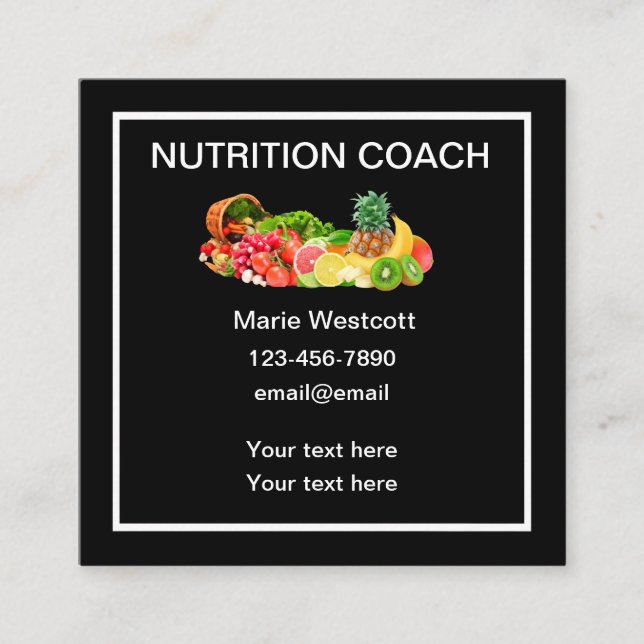 Entraîneur en nutrition Cartes de visite modernes (Devant)