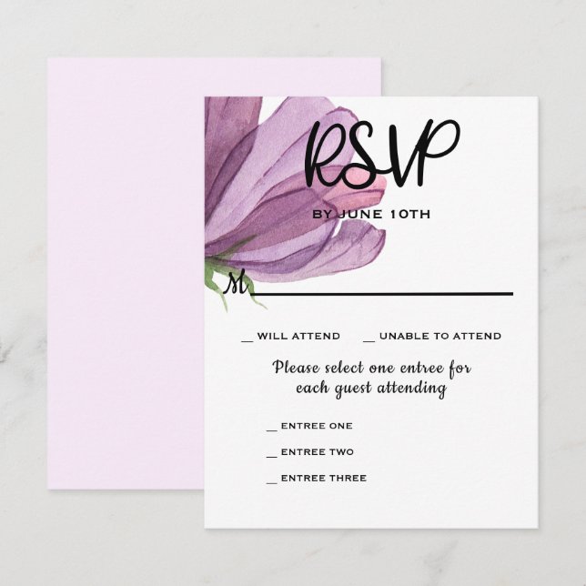Entree Choices Elegante UAWG Wedding Response Card RSVP Karte (Vorne/Hinten)