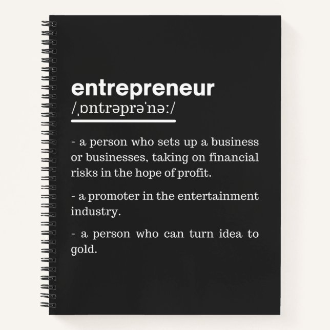 Entrepreneur Definition Funny Business Owner Gift Notizbuch (Vorderseite)