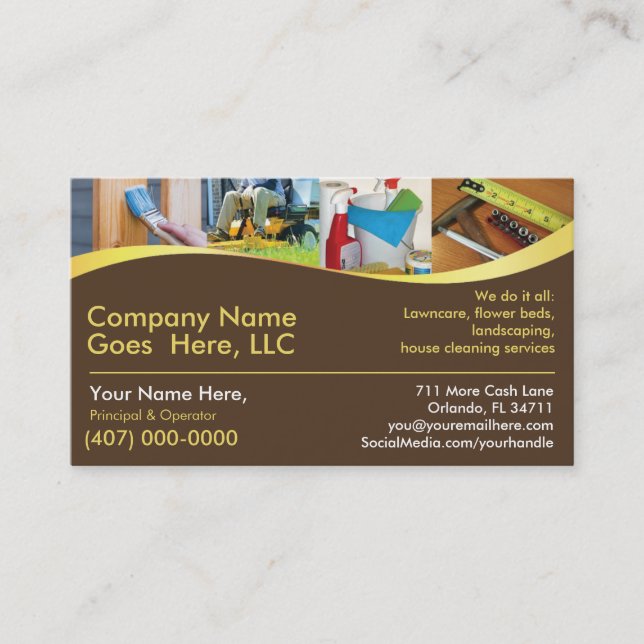 Entrepreneur/Homme maniable /Tout faire / Carte de (Devant)