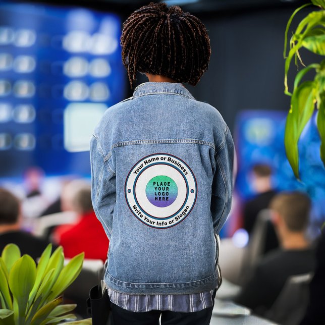 Entreprise Logo Marketing Marque Personnalisée (Business Company Logo Marketing Brand Custom Denim Jacket great to wear at the convention. )