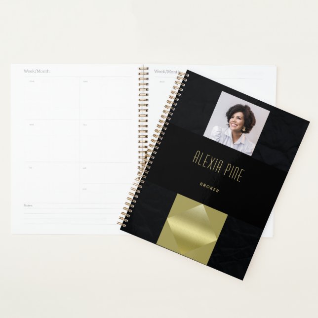 Entreprise professionnelle moderne Black Gold Phot (Devant avec enveloppe)