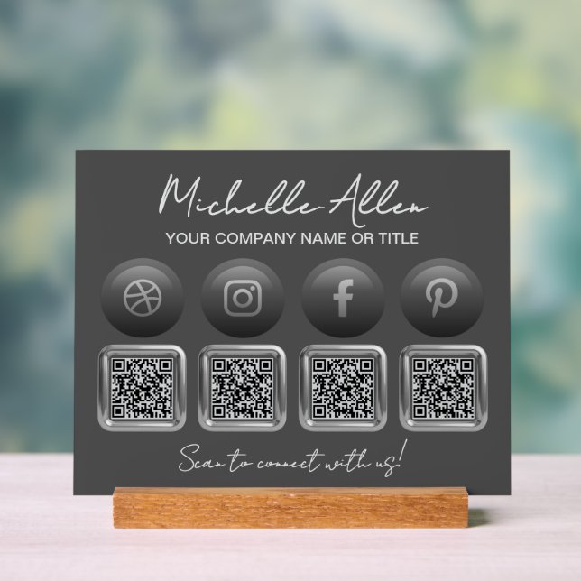 Entreprise Social Media QR Codes Signal acrylique (Neutre)