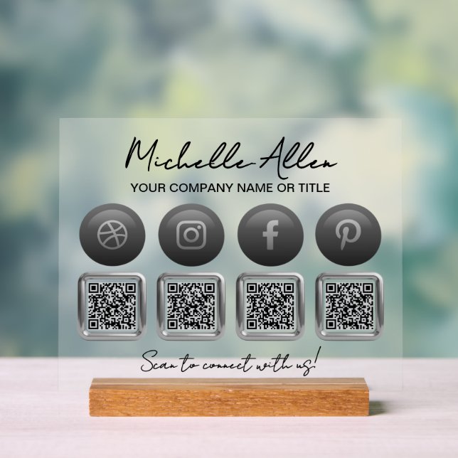Entreprise Social Media QR Codes Signal acrylique (Neutre)