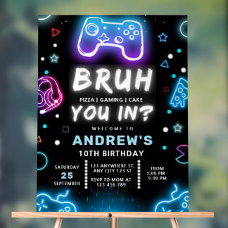 ENTREZ-VOUS ? Neon Gamer Invitation Anniversaire