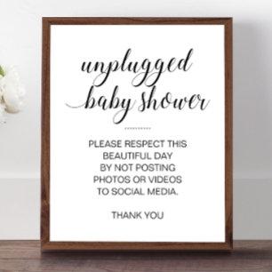Entriegelte Babyparty ohne Social Media Schild