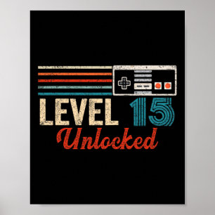 Entriegelter Videospielsteuerelement der Stufe 15  Poster