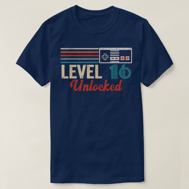 Entriegelter Videospielsteuerelement der Stufe 16  T-Shirt (Design vorne)