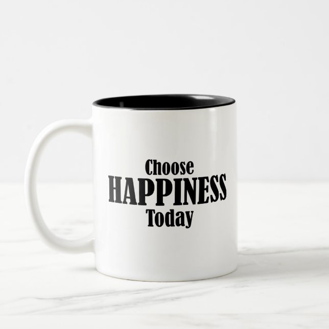 Entscheiden Sie sich für das Glück heute Zweifarbige Tasse (Links)