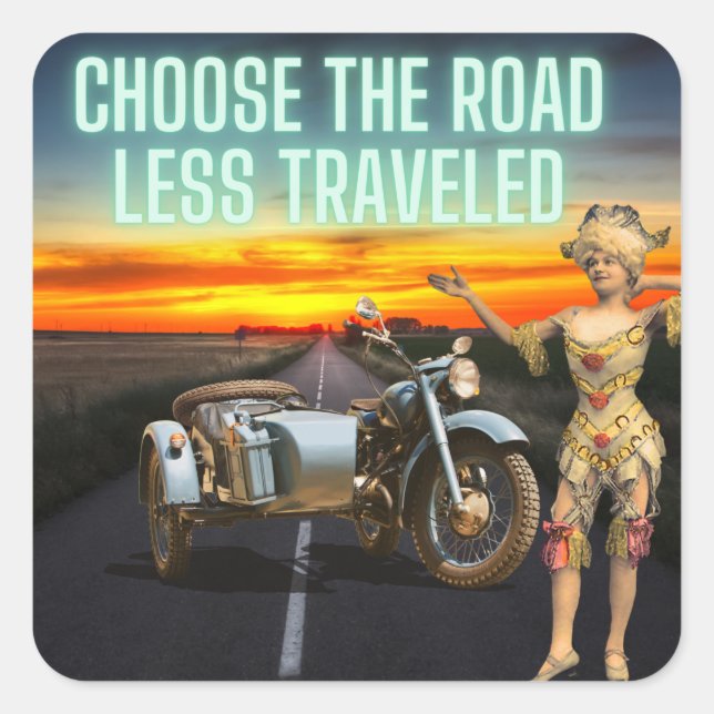 Entscheiden Sie sich für die "Road Lless Traveled  Quadratischer Aufkleber (Vorderseite)
