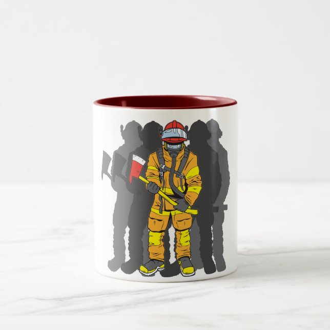 Entscheidender Feuerwehrmann Zweifarbige Tasse (Mittel)