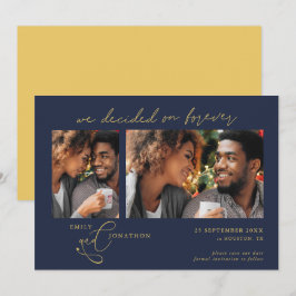 Entscheidet für Forever Script 2 Fotos Navy Gold Save The Date