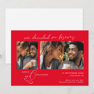 Entscheidet für Forever Script 2 Fotos Red White Save The Date