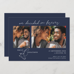 Entscheidet sich für Forever Script 2 Fotos Navy W Save The Date