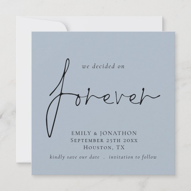 Entscheidet sich Save the Date für Forever Blue Sq Mitteilungskarte (Vorderseite)
