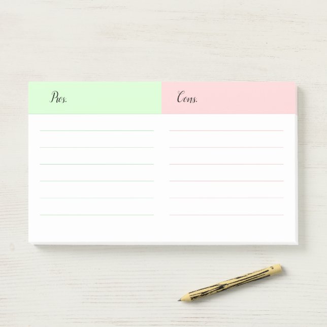 Entscheidungsfindung für die Vor- und Nachteile Post-it Klebezettel (Auf Schreibtisch)