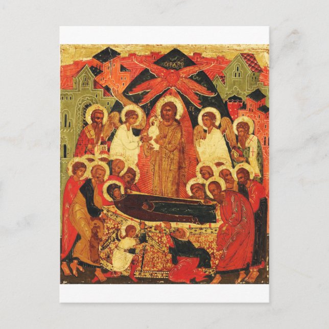 Entschlafung der Gottesmutter orthodoxe Ikone  Postkarte (Vorderseite)