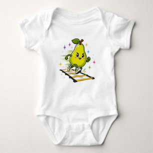 Entschlossene Birnen-Agility-Leiter-Workout-Cartoo Baby Strampler