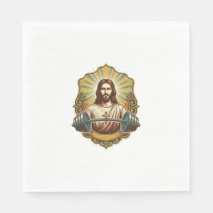 Entschlossener Jesus Schwerer Eisenhantel Kraftdre Serviette