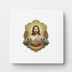 Entschlossener Jesus Schwerer Eisenkurzhantel Kraf Fotoplatte