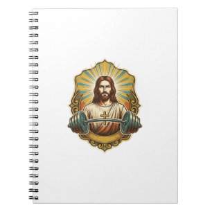 Entschlossener Jesus Schwerer Eisenkurzhantel Kraf Notizblock
