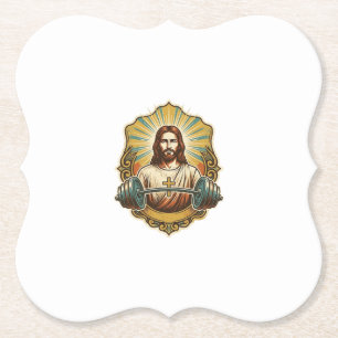 Entschlossener Jesus Schwerer Eisenkurzhantel Kraf Untersetzer