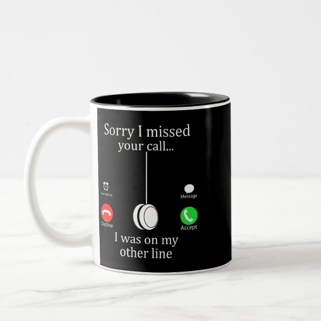 Entschuldige, dass ich deinen Anruf verpasst habe, Zweifarbige Tasse (Links)
