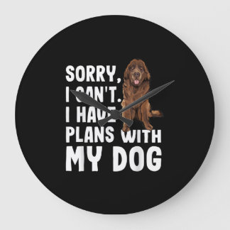 Entschuldige, dass ich mit meinem Neufundland-Hund Große Wanduhr